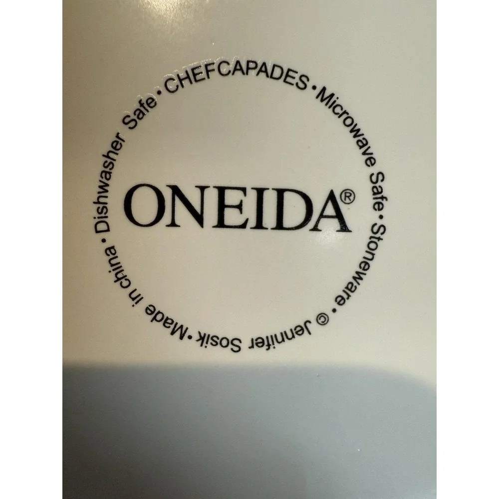 Set of 4 Oneida Jennifer Sosik Chef Capades Stoneware salad dessert plates 8.25
